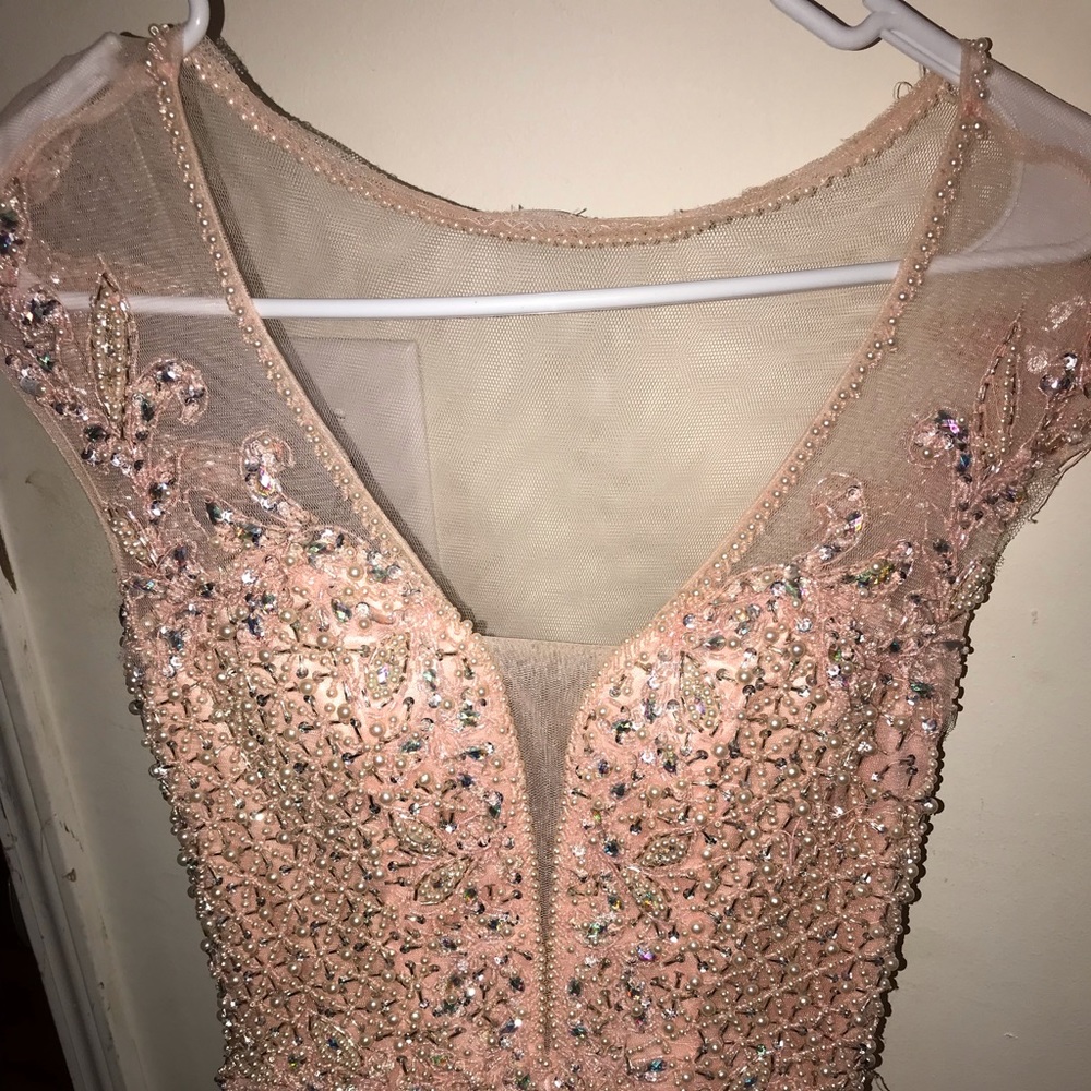 Long beaded prom dress